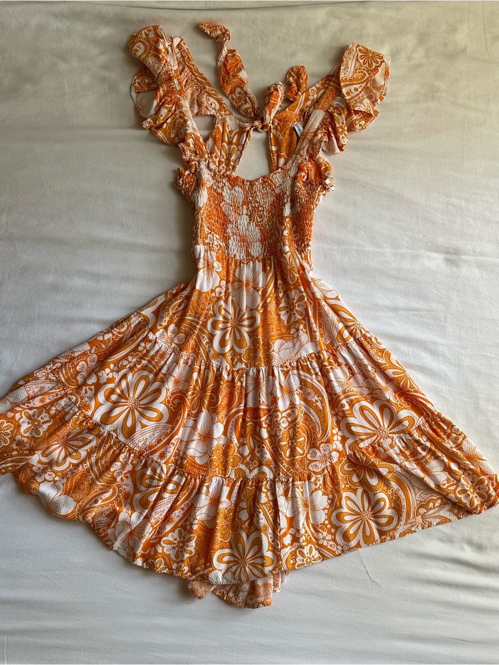 Blue Island Orange Floral Mini Dress